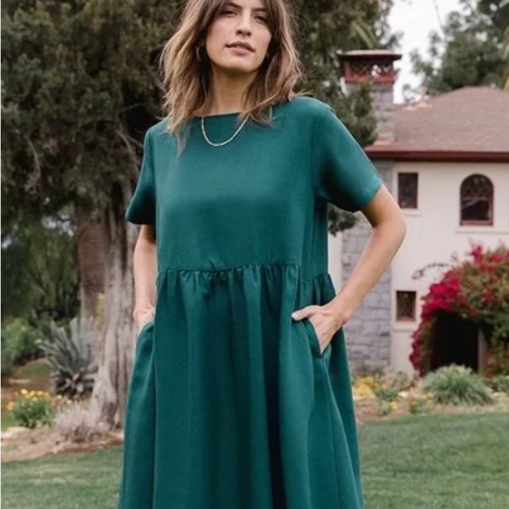 Tradlands Emerald Green Nico Linen dress, lightly used